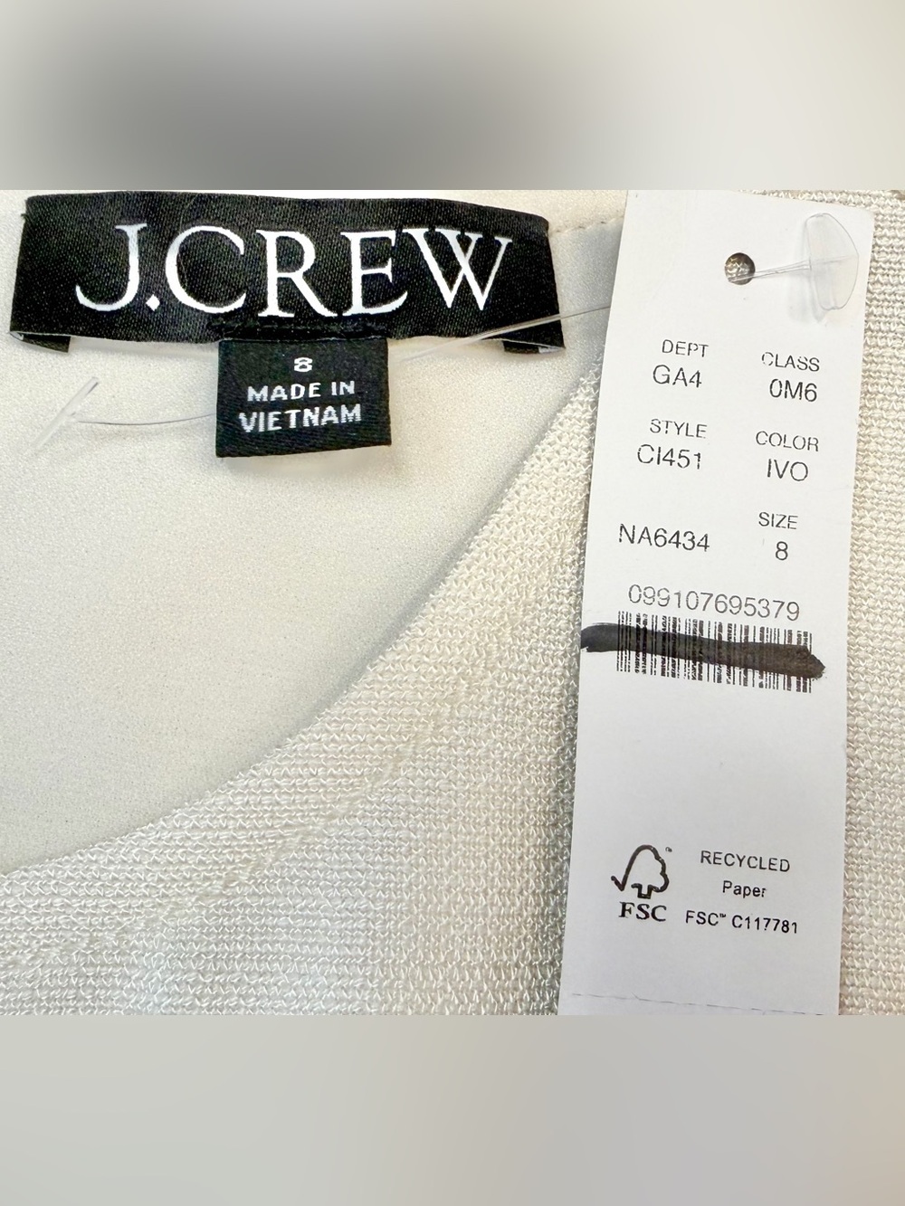 NWT J. Crew Ivory Viscose Short Sleeve Maxi Dress w/ Preowned J. Crew Belt M (8) - Picture 12 of 14